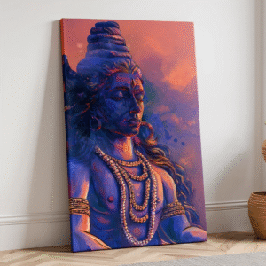 Lord Shiva Watercolor Canvas Wall Art – Spiritual Painting for Home & Temple Decor