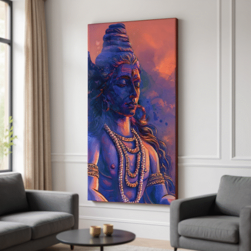 Lord Shiva Watercolor Canvas Wall Art – Spiritual Painting for Home & Temple Decor - Image 5