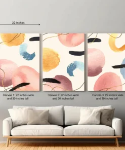 Abstract Shapes Wall Art – 3 Piece Canvas Set (22x30 inches each)