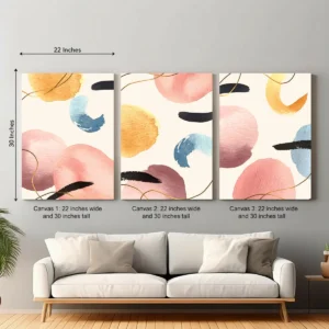 Abstract Shapes Wall Art – 3 Piece Canvas Set (22x30 inches each)