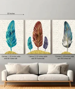 Abstract Colorful Feather Canvas Set of 3 | The Print House™