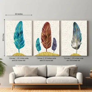 Abstract Colorful Feather Canvas Set of 3 | The Print House™