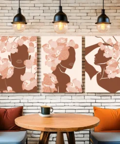 Alternative view of Premium Abstract Floral Woman Wall Art – 3 Piece Canvas Set (22x30 inches each) | Modern Home Decor