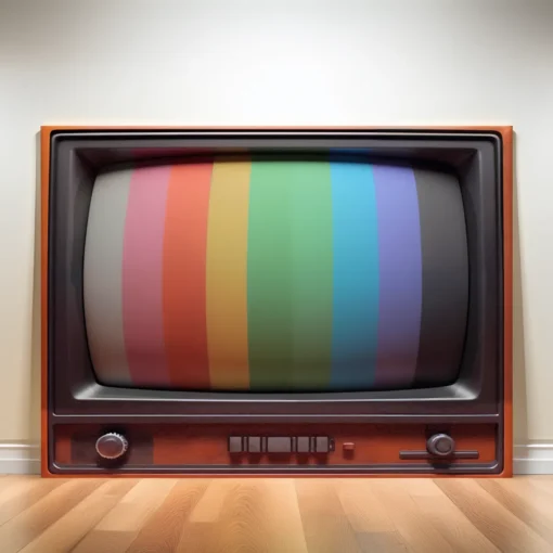 Retro Television Wall Art | Vintage Canvas Painting with Color Bars (All Sizes Available) - Image 2