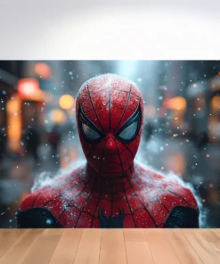 Spider-Man Snow Effect Canvas Wall Art – Premium Superhero Wall Décor | Custom Sizes & Gallery Wrap Frame | Living Room, Bedroom & Gaming Room Decoration