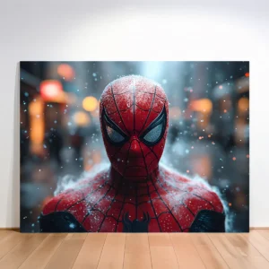 Spider-Man Snow Effect Canvas Wall Art – Premium Superhero Wall Décor | Custom Sizes & Gallery Wrap Frame | Living Room, Bedroom & Gaming Room Decoration