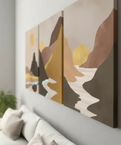 Alternative view of Abstract Mountain Landscape Canvas Set of 3 | The Print House™