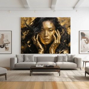 Golden Abstract Woman Canvas Wall Art | The Print House™