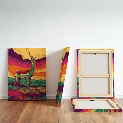 Abstract Deer Pop Art | Vibrant Sunset Canvas Wall Art (All Sizes Available) - Image 5