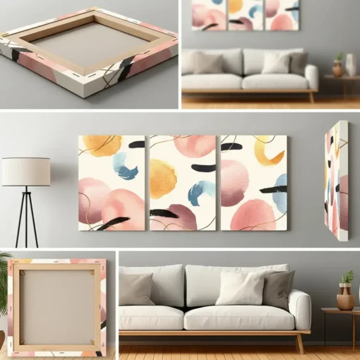 Abstract Shapes Wall Art – 3 Piece Canvas Set (22x30 inches each) - Image 2