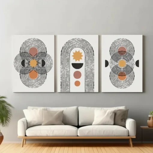 Geometric Abstract Canvas Wall Art – 3 Piece Set (22x30 inches each) | Modern Minimalist Decore - Image 8