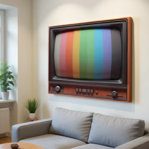 Retro Television Wall Art | Vintage Canvas Painting with Color Bars (All Sizes Available) - Image 5