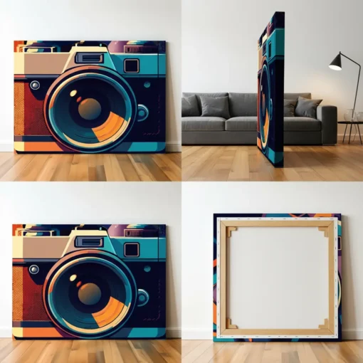 Retro Camera Pop Art Canvas Wall Art | Vintage Photography Design (All Sizes Available) - Image 3