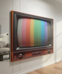 Retro Television Wall Art | Vintage Canvas Painting with Color Bars (All Sizes Available)