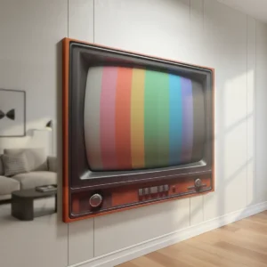 Retro Television Wall Art | Vintage Canvas Painting with Color Bars (All Sizes Available)