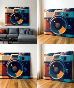Retro Camera Pop Art Canvas Wall Art | Vintage Photography Design (All Sizes Available)