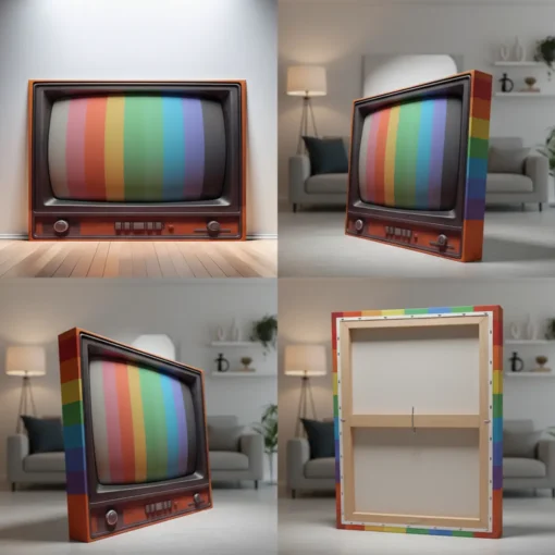 Retro Television Wall Art | Vintage Canvas Painting with Color Bars (All Sizes Available) - Image 6