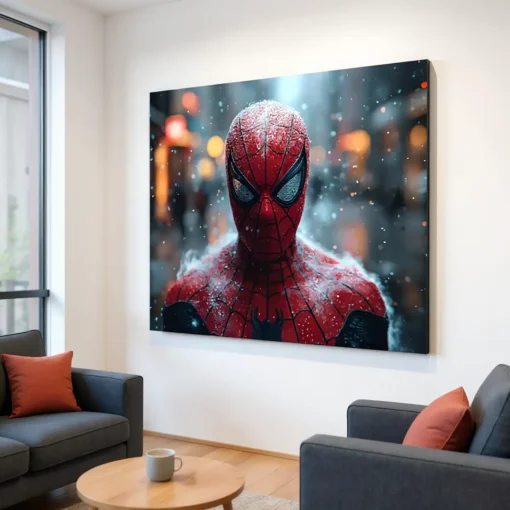 Spider-Man Snow Effect Canvas Wall Art – Premium Superhero Wall Décor | Custom Sizes & Gallery Wrap Frame | Living Room, Bedroom & Gaming Room Decoration - Image 3