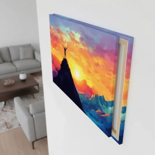 Sunset Mountain Canvas Wall Art – Inspirational Landscape Painting | Vibrant Sunset & Mountain View | Premium HD Print on Canvas | Custom Sizes & Gallery Wrap Frame - Image 4