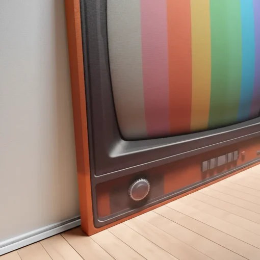 Retro Television Wall Art | Vintage Canvas Painting with Color Bars (All Sizes Available) - Image 3