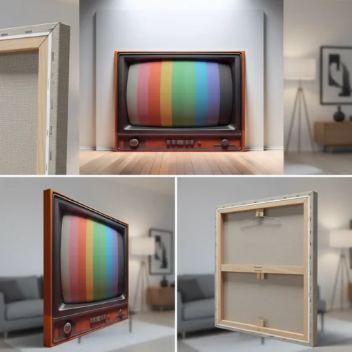 Retro Television Wall Art | Vintage Canvas Painting with Color Bars (All Sizes Available) - Image 8