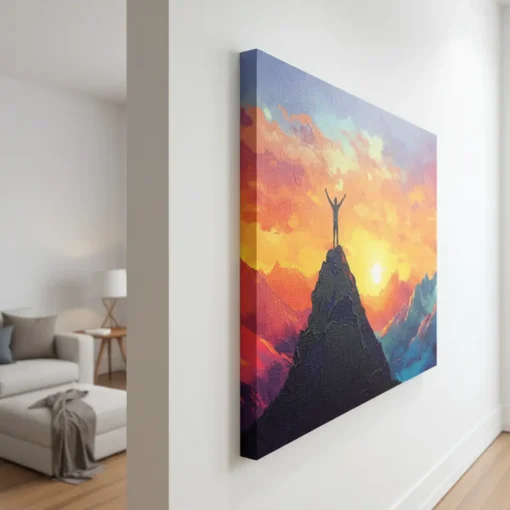 Sunset Mountain Canvas Wall Art – Inspirational Landscape Painting | Vibrant Sunset & Mountain View | Premium HD Print on Canvas | Custom Sizes & Gallery Wrap Frame - Image 2