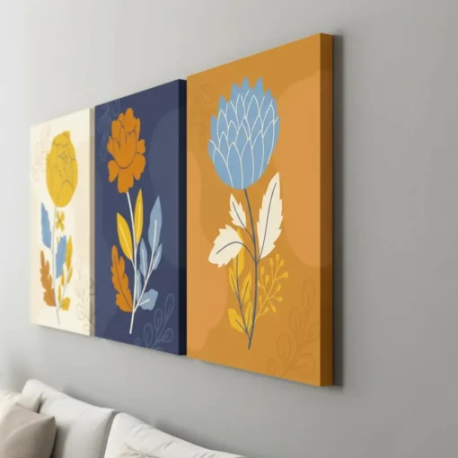 Floral Canvas Wall Art – 3 Piece Set (22x30 inches each) | Modern Botanical Abstract DECOR - Image 3
